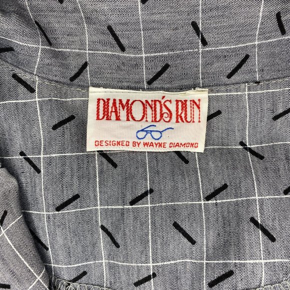 Vintage Diamond's Run Geometric Print Grayscale Lightweight Blazer Shacket - Picture 3 of 12